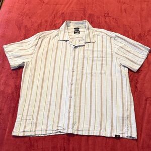 Men's Striped Lavender, Green and Tan Shirt